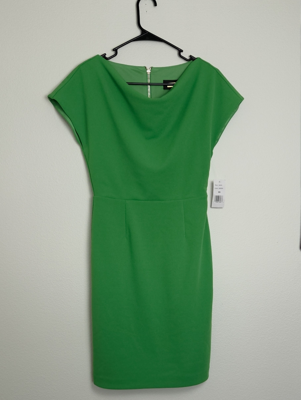 Alexia Admor Emerald Green Midi Sheath Dress With Exposed Gold Zip Size XS